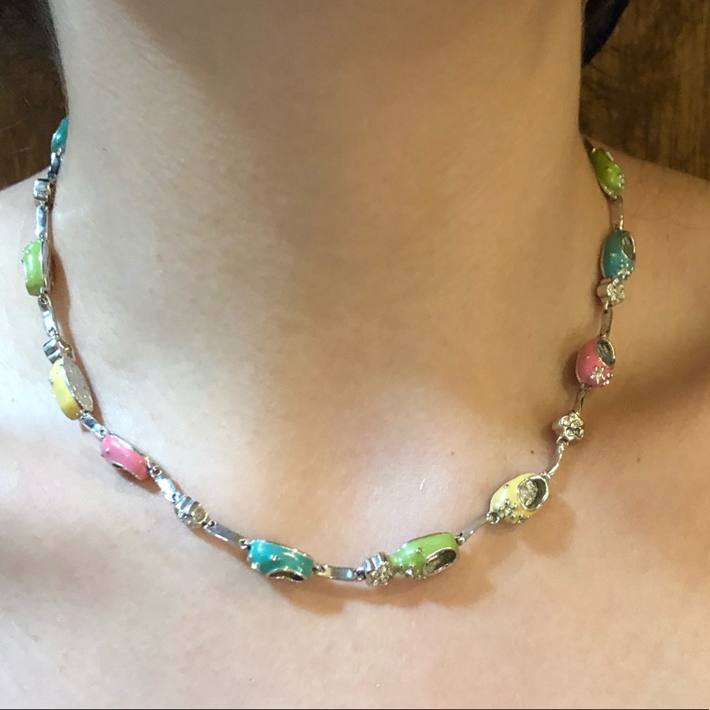 Rhodium Baby Shoe Necklace